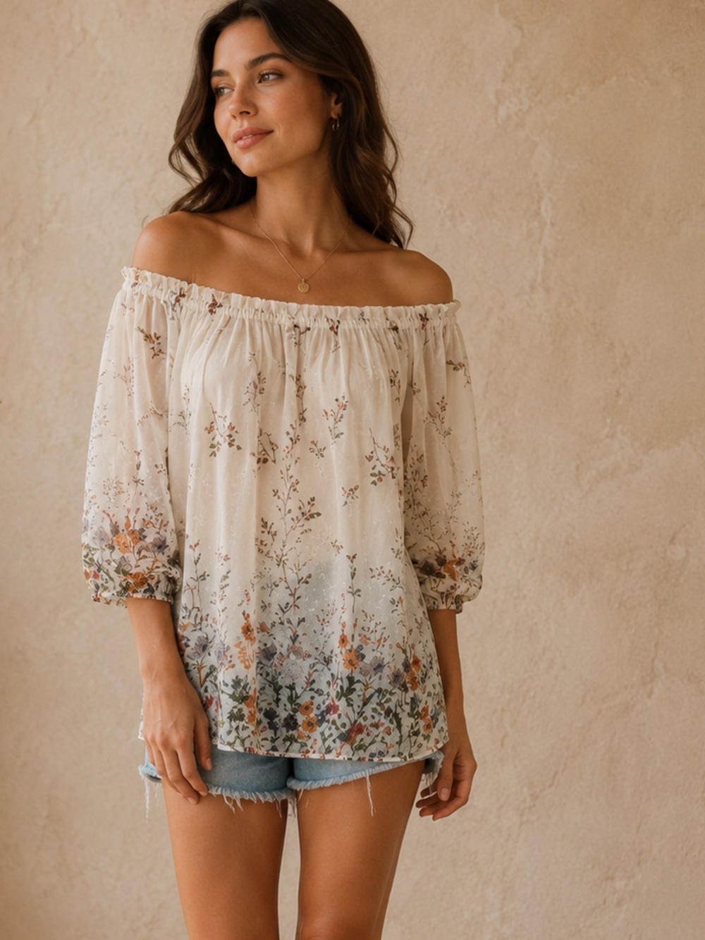 Orchard Haze White Floral Silky Boho Lined Blouse Size Medium